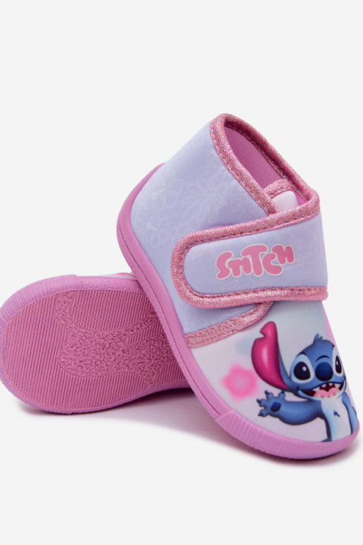 Ciabatte per bambini con velcro STITCH rosa