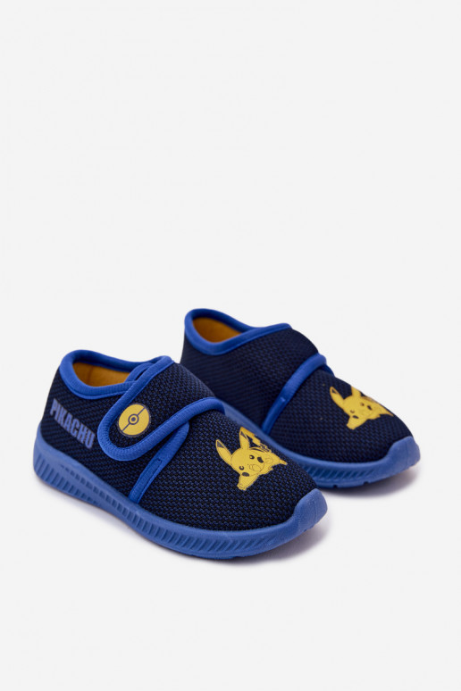 Ciabatte per ragazzi con velcro Pikachu blu scuro
