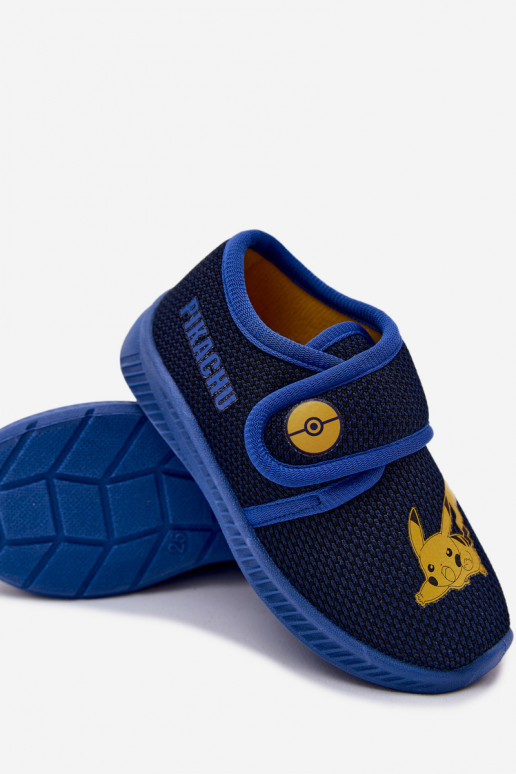 Ciabatte per ragazzi con velcro Pikachu blu scuro