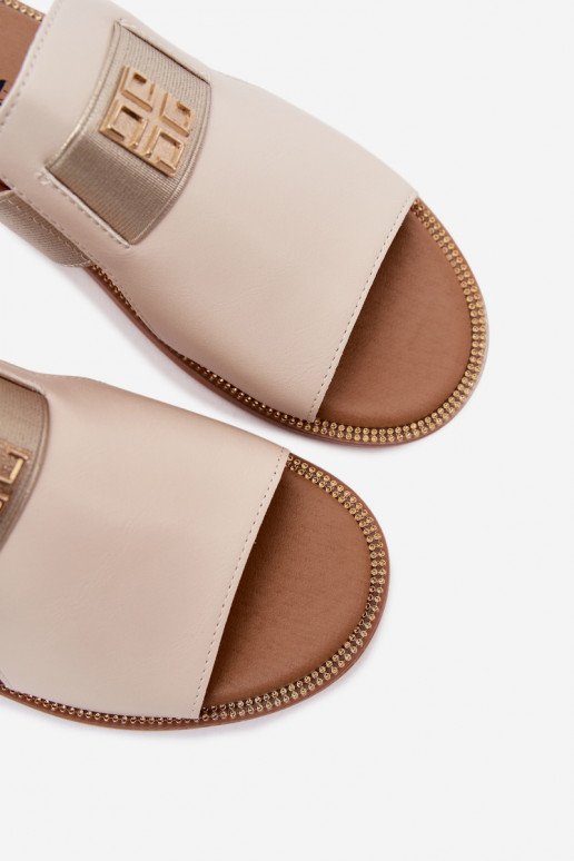 Ciabatte da donna color sabbia con dettagli dorati Pearlie
