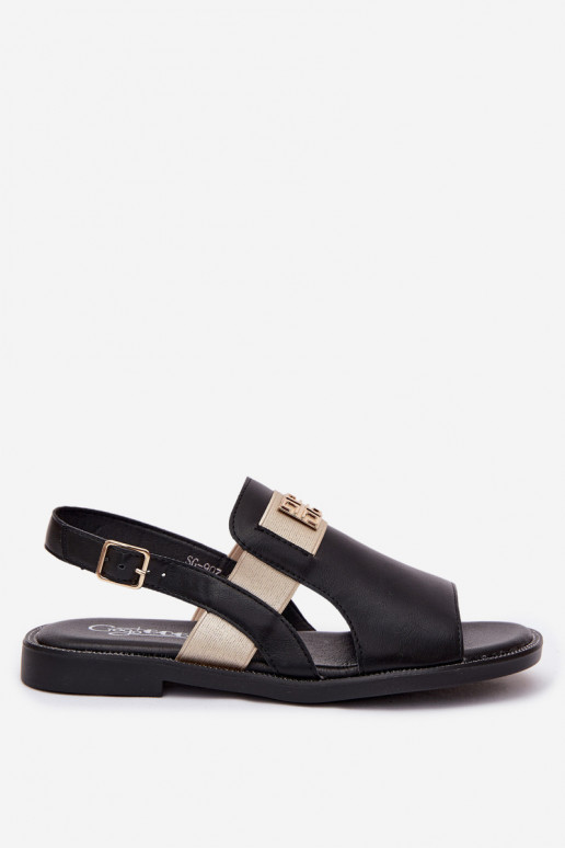 Sandali da donna neri con dettagli dorati Birdie