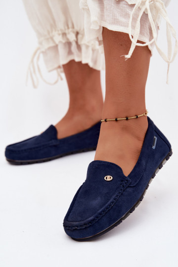 Mocassini da uomo blu scuro in suede sintetico Tai turirilla 2