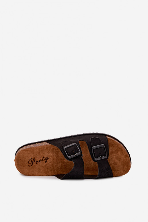 Ciabatte da uomo nere con fibbie Ruby