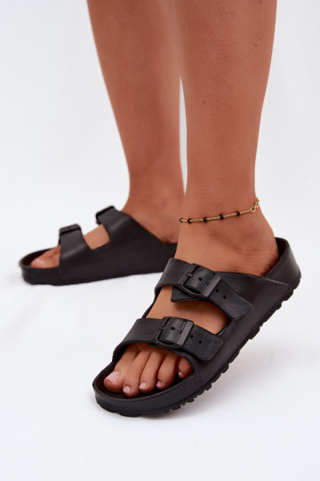 Pantofole leggere nere da donna con fibbie Calico 2