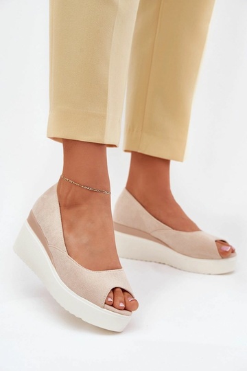 Sandali beige da donna con plateau in suede sintetico "Velira"