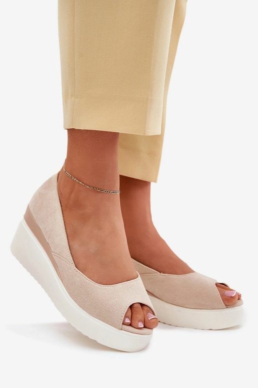 Sandali beige da donna con plateau in suede sintetico "Velira"
