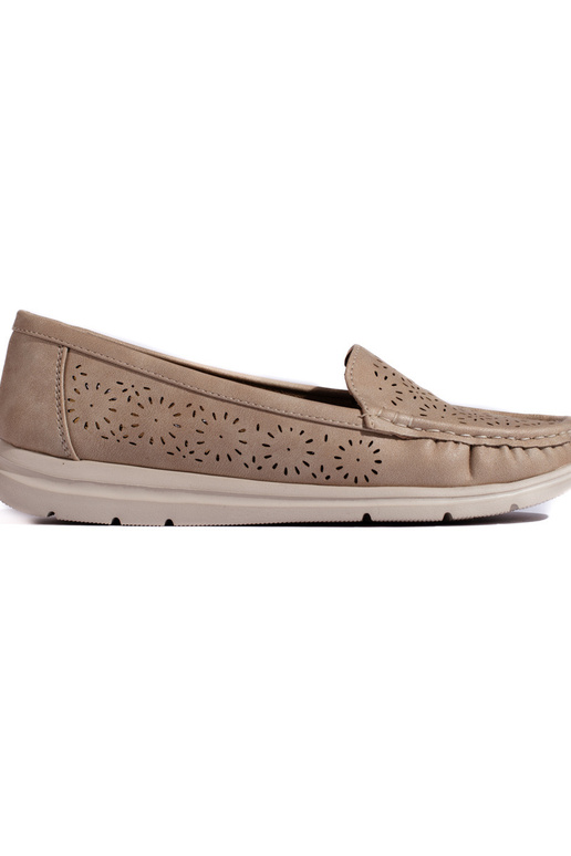 Mocassini perforati beige da donna