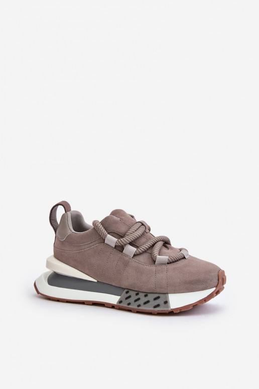 Sneakers grigie in suede sintetico con piattaforma e lacci spessi Artiker 54C1463