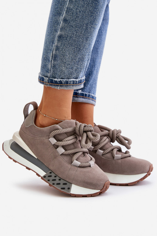 Sneakers grigie in suede sintetico con piattaforma e lacci spessi Artiker 54C1463