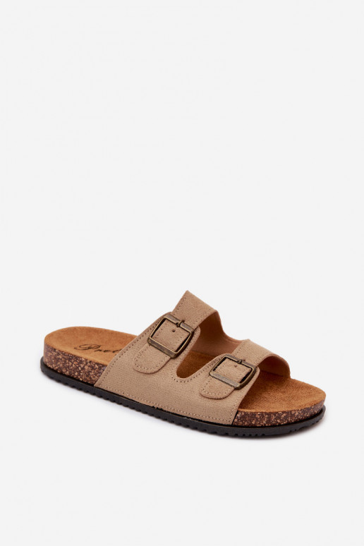 Ciabatte da donna color sabbia con fibbie Brigid