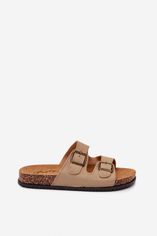 Ciabatte da donna color sabbia con fibbie Brigid