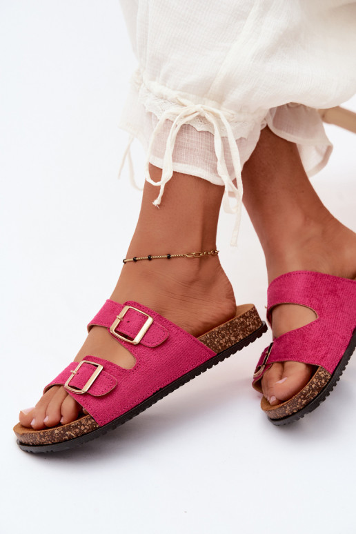 Ciabatte da donna rosa con fibbie Brigid