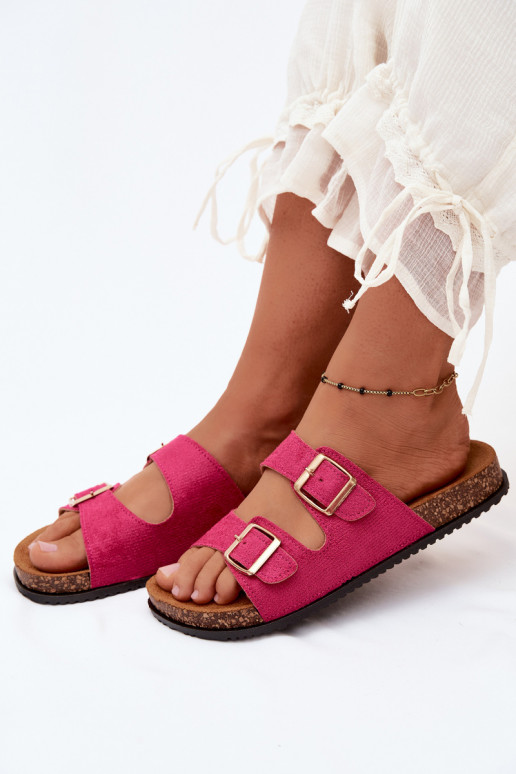 Ciabatte da donna rosa con fibbie Brigid