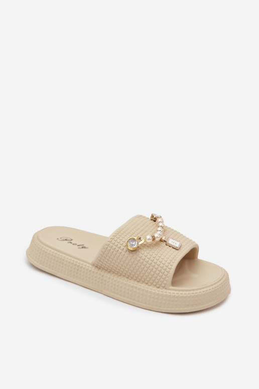Ciabatte da donna color sabbia leggere con ornamenti Rosehip