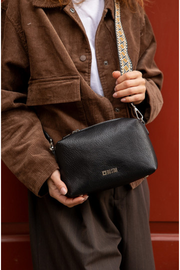 Piccola borsa nera con manici decorati Big Star OO574091