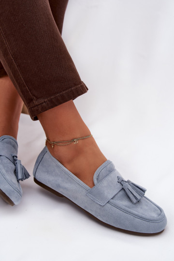 Mocassini da donna con frange in blu Clarisse