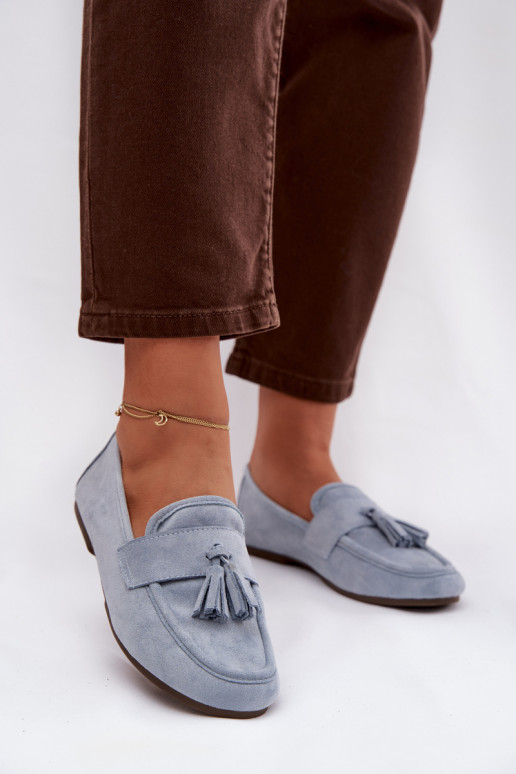 Mocassini da donna con frange in blu Clarisse