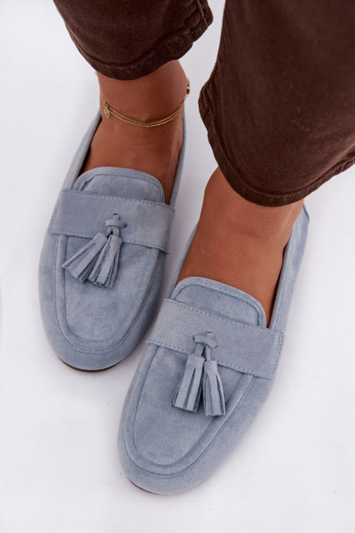 Mocassini da donna con frange in blu Clarisse