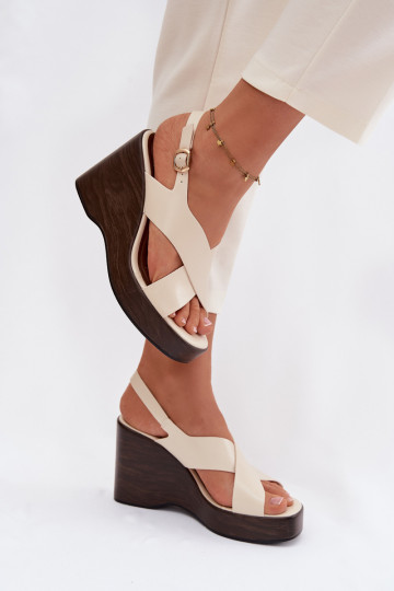 Sandali da donna in ecopelle color sabbia Janivra