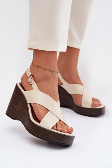 Sandali da donna in ecopelle color sabbia Janivra 2