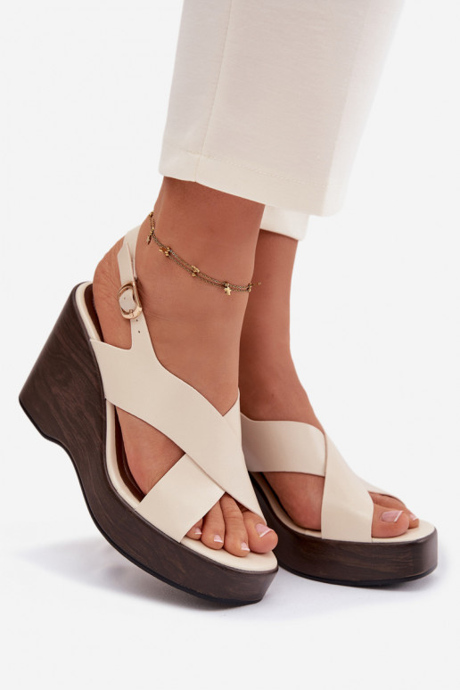 Sandali da donna in ecopelle color sabbia Janivra
