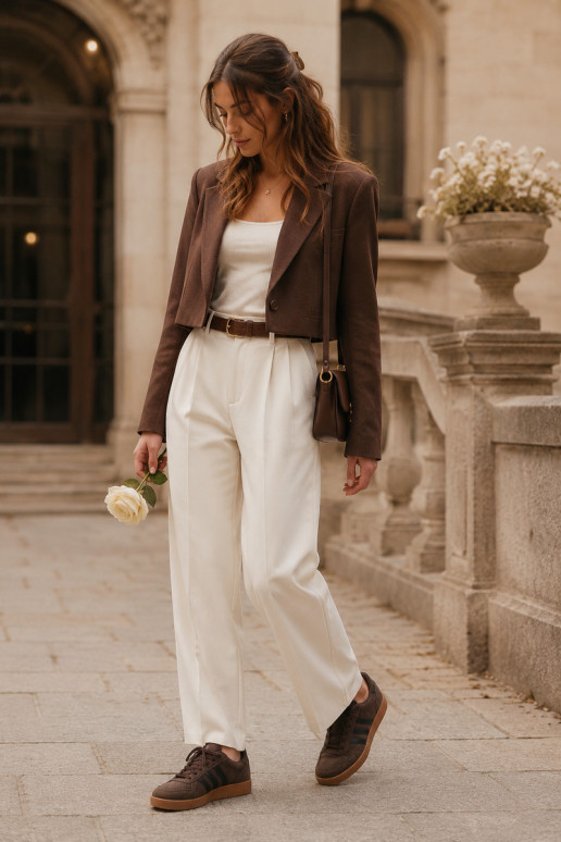 Sneakers da donna in suede sintetico color cioccolato Bellmont