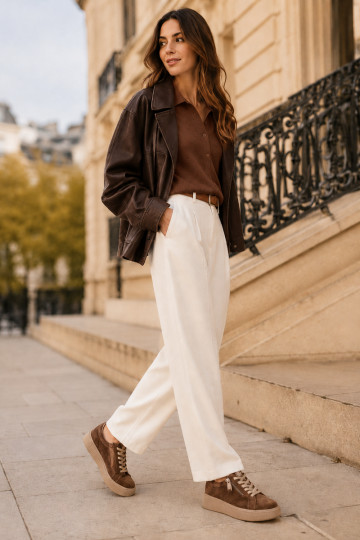 Sneakers da donna con piattaforma in suede sintetico marrone Corisa 2