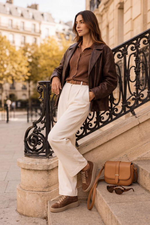 Sneakers da donna con piattaforma in suede sintetico marrone Corisa
