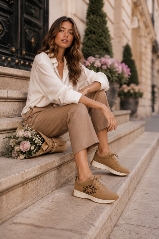 Sneakers da donna LOTTO 2401931U CALENTO in marrone con stampa leopardata