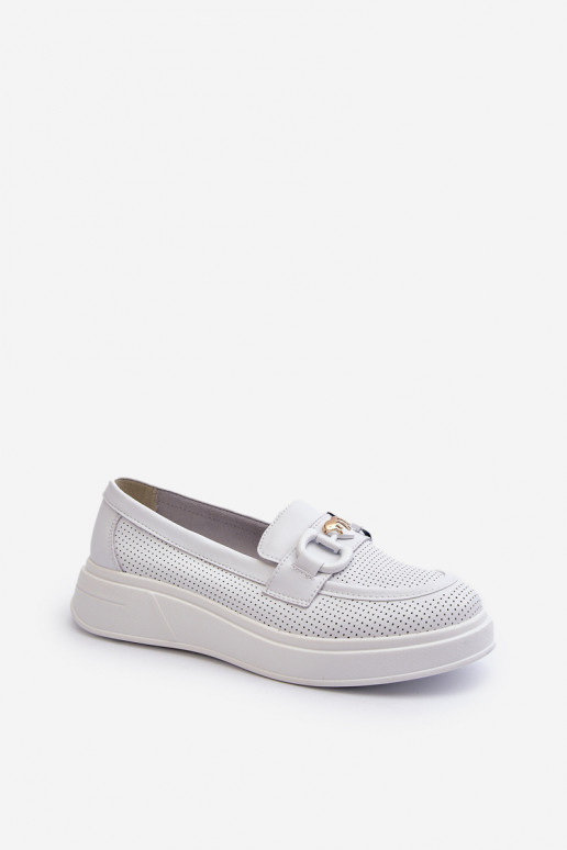 Mocassini con piattaforma da donna in bianco S.Barski LR720