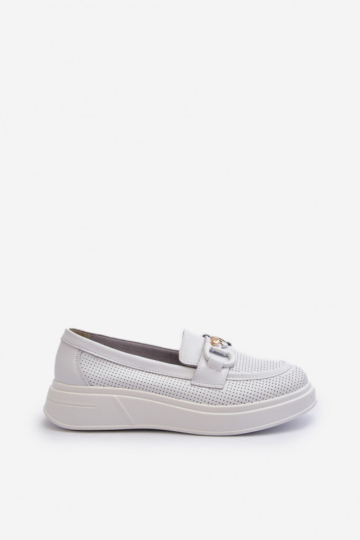 Mocassini con piattaforma da donna in bianco S.Barski LR720