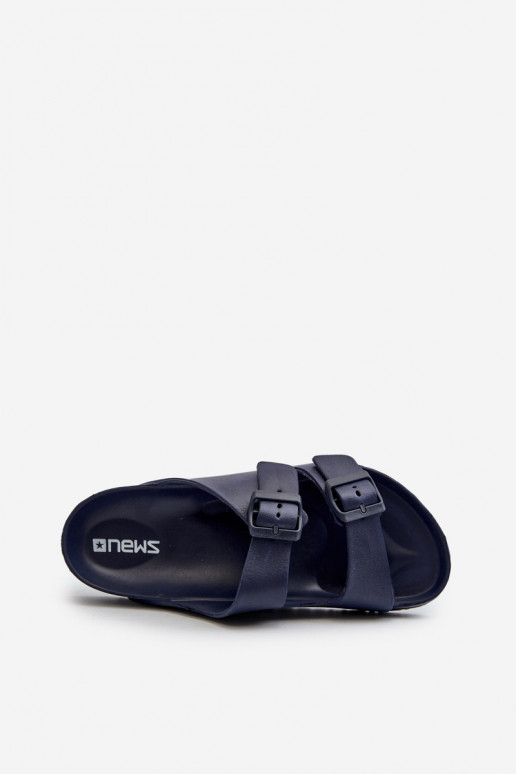 Pantofole leggere da uomo con fibbie in blu scuro Avatara