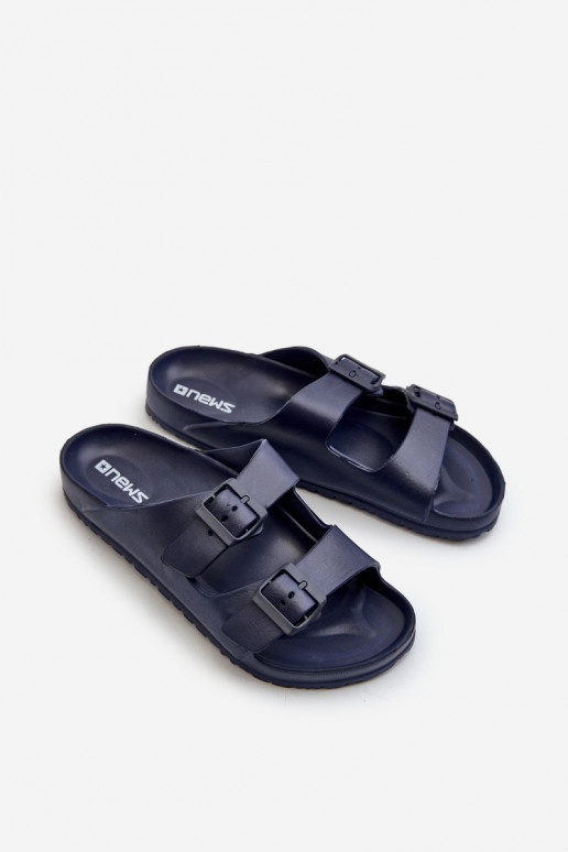 Pantofole leggere da uomo con fibbie in blu scuro Avatara