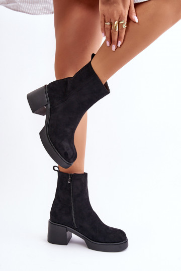 Stivaletti caldi da donna in suede sintetico con tacchi in nero Meriluna 2