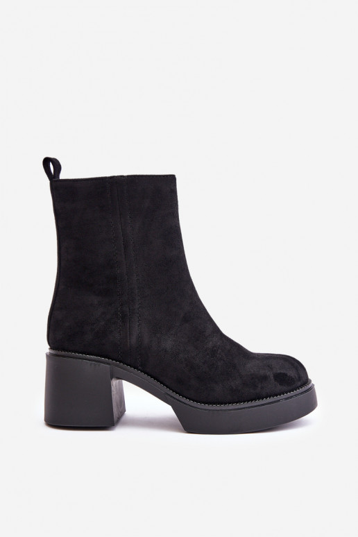 Stivaletti caldi da donna in suede sintetico con tacchi in nero Meriluna
