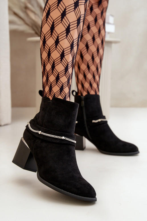 Stivaletti isolati da donna con catene in suede sintetico in nero Hanalen