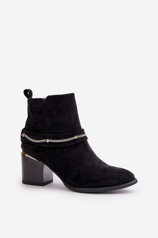 Stivaletti isolati da donna con catene in suede sintetico in nero Hanalen