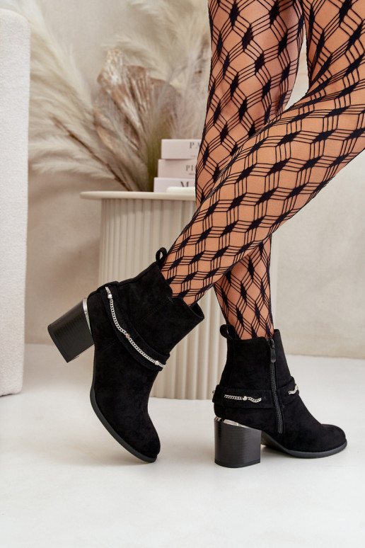 Stivaletti isolati da donna con catene in suede sintetico in nero Hanalen