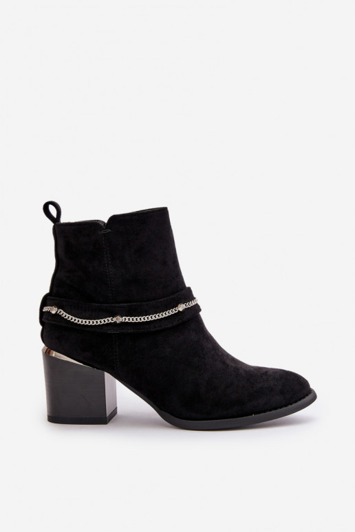 Stivaletti isolati da donna con catene in suede sintetico in nero Hanalen