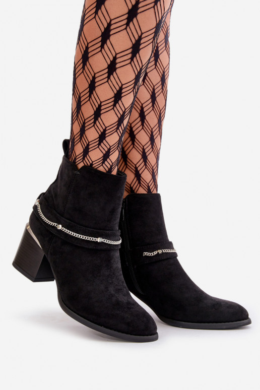 Stivaletti isolati da donna con catene in suede sintetico in nero Hanalen