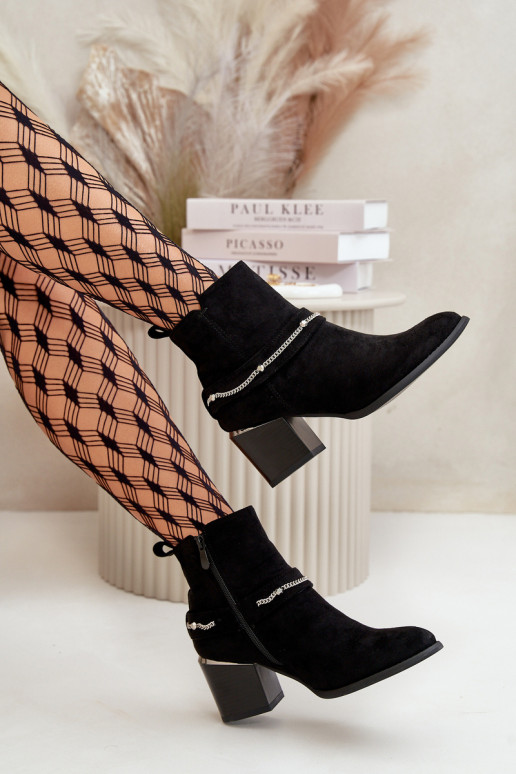 Stivaletti isolati da donna con catene in suede sintetico in nero Hanalen