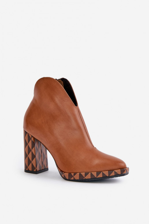Stivaletti in pelle marrone con tacchi Laura Messi 2836
