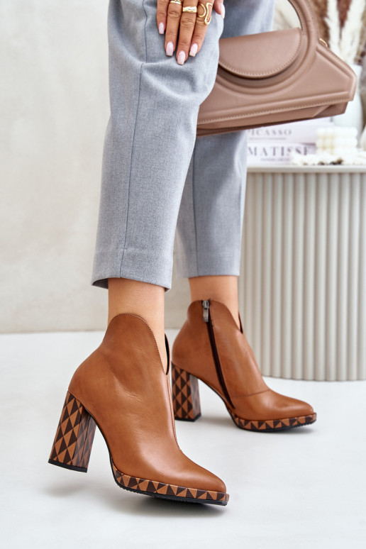 Stivaletti in pelle marrone con tacchi Laura Messi 2836