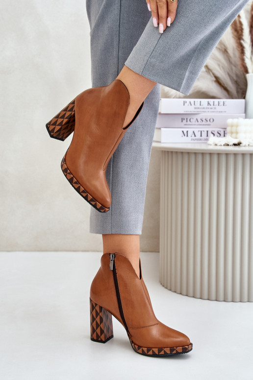 Stivaletti in pelle marrone con tacchi Laura Messi 2836
