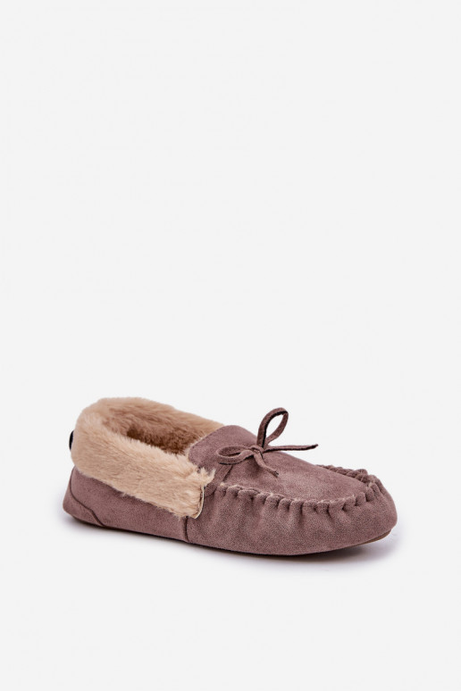 Mocassini da donna beige con pelliccia Kleogoria