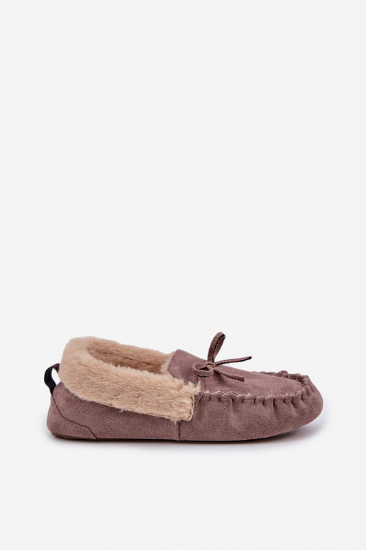 Mocassini da donna beige con pelliccia Kleogoria