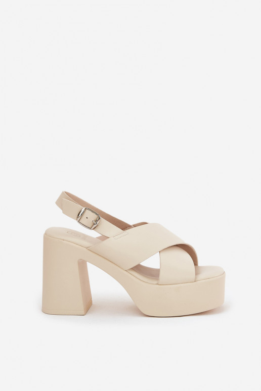 Sandali con tacco alto da donna su piattaforma in pelle sintetica avorio Annavin