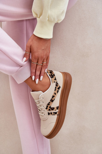 Sneakers da donna con piattaforma e stampa leopardata in sabbia Totter 2