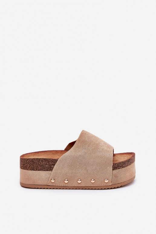 Infradito da donna su piattaforma in suede sintetico kaki Vinnibe