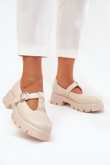 scarpe da donna con fibbie su piattaforma sabbia Venda 2